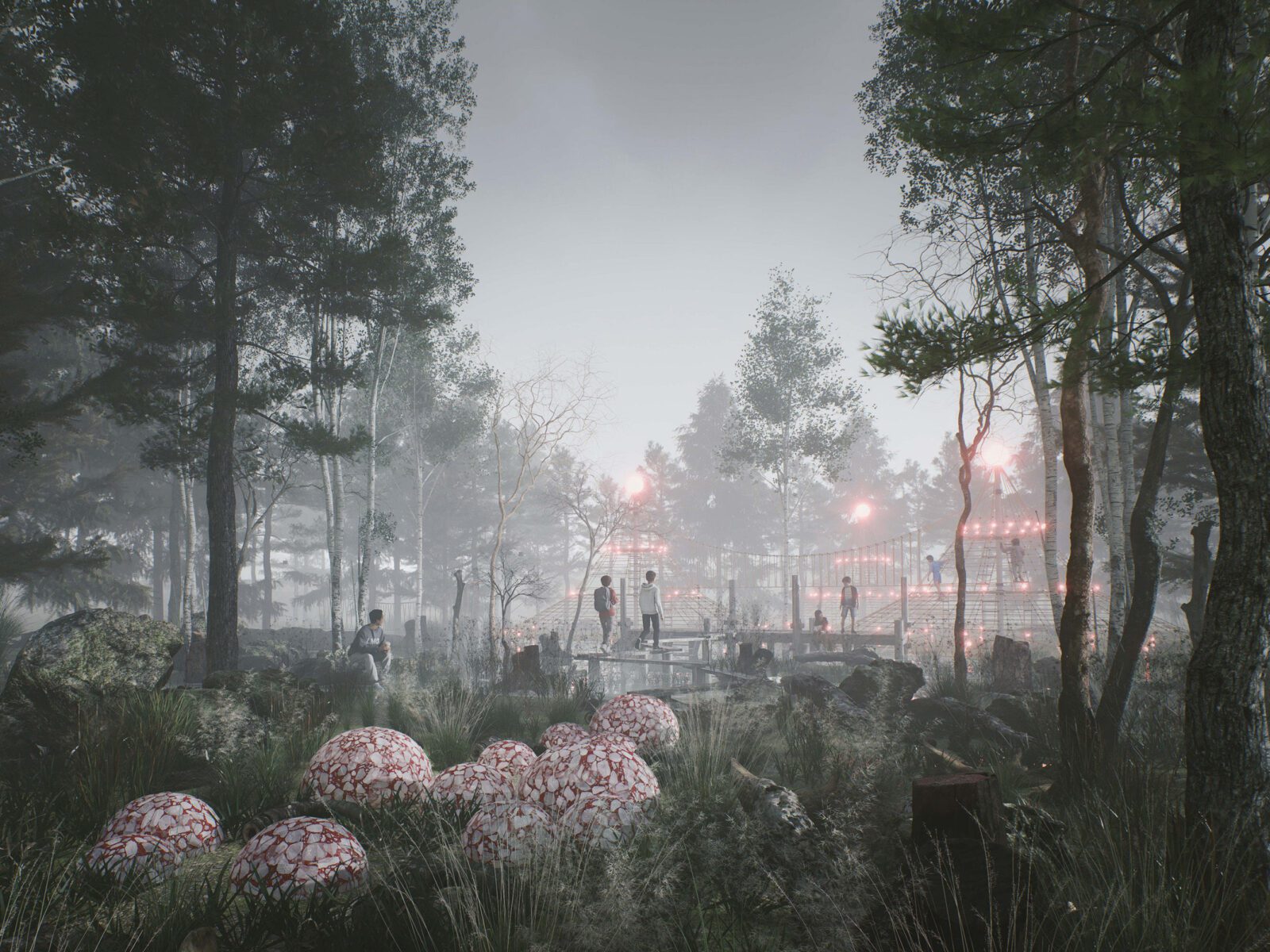 En 3-D render av Hagedumpa Parcade i Larvik med aktivitetsområdet The Swamp (Asplan Viak)