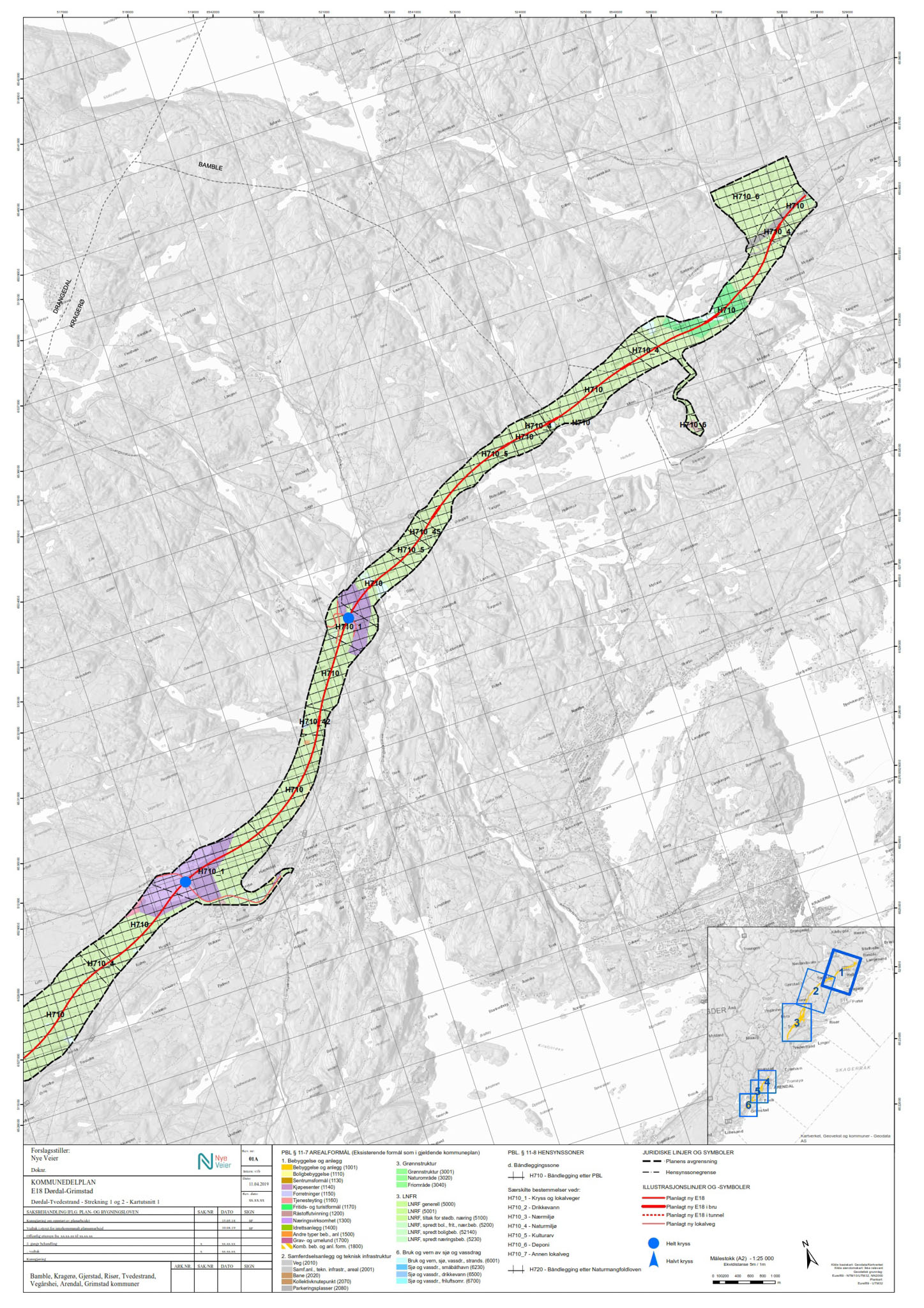 Eksempel på kommunedelplan på høring ved Bamble/Kragerø. (Ill: Nye Veier, Rambøll, Asplan Viak)